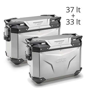 Givi Trekker Outback EVO 37 & 33 lt (Contoured) Cam-Side Cases Silver (pair)