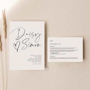 Daisy - Wedding Invitation Set of 2 Cards