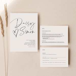 Daisy - Wedding Invitation Set of 3 Cards