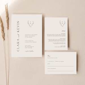 Clara - Wedding Invitation Set of 3 Cards