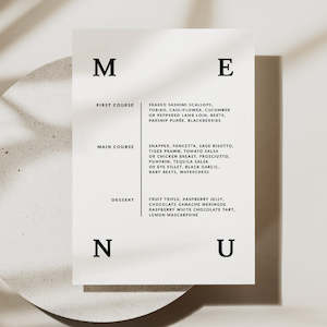 Bella - Wedding Menu Cards