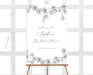 Magnolia Flower Bridal Shower Welcome Sign Template