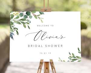 Artwork preparation: Greenery Bridal Shower Welcome Sign Template