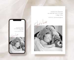 Photo Birth Announcement Card Template