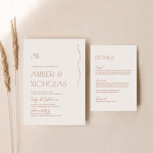 Amber - Wedding Invitation Cards Set of 2