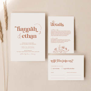 Hannah - Wedding Invitation Cards Set of 3