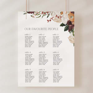 Artwork preparation: Auree - Wedding Seating Chart