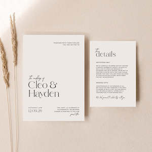 Cleo Wedding Invitations - Set of 2