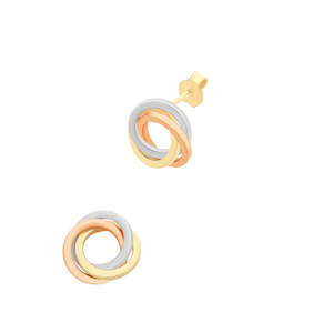 Earrings: 9Ct Gold Silver Filled Tri Coloured Gold Twist Earrings