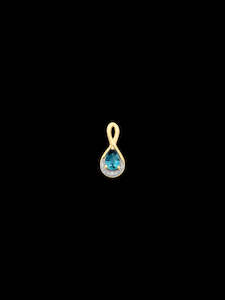 All Jewellery: 9Ct Yellow Gold London Blue Topaz And Diamond Pendant