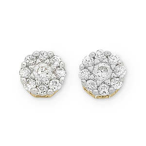 9ct yellow gold diamond cluster earrings