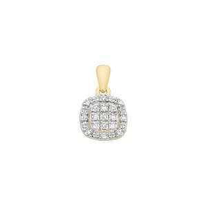 9Ct Yellow Gold Diamond Cluster Pendant