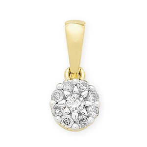 9Ct Yellow Gold Diamond Cluster Pendant