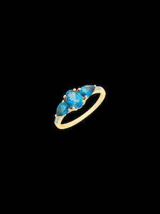 All Jewellery: 9Ct Yellow Gold London Blue Topaz And Diamond Ring