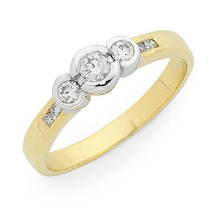 9Ct Yellow Gold Three Diamond Ring