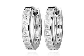 Sterling Silver Huggie Earrings With Cz