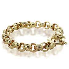 Bracelets: 9ct yellow gold belcher bracelet