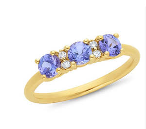 All Jewellery: 9Ct Yellow Gold Tanzanite And Diamond Ring