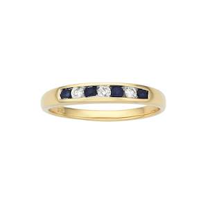 9Ct Yellow Gold Sapphire And Diamond Ring