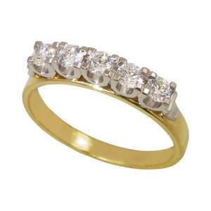 9Ct Yellow Gold 5 Diamond Ring