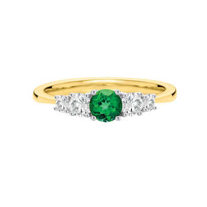 9Ct Yellow Gold Emerald And Diamond Ring