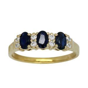 9Ct Yellow Gold Sapphire And Diamond Ring