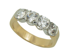 Anniversary Rings: 9Ct Yellow Gold Four Diamond Ring One Carat In Total