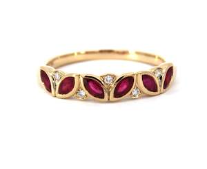 9Ct Yellow Gold Ruby And Diamond Ring