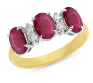 9Ct Yellow Gold Ruby And Diamond Ring