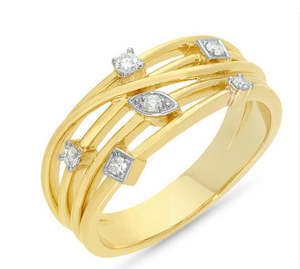 Anniversary Rings: 9Ct Yellow Gold Diamond Dress Ring