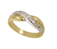 Anniversary Rings: 9Ct Two Tone Gold And Diamond Cross Over Ring