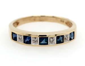 9Ct Yellow Gold Sapphire And Diamond Ring