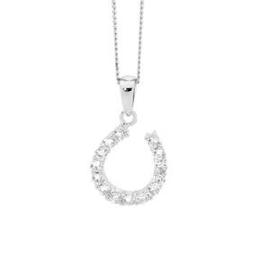 Sterling Silver Cubic Zirconia Horse Shoe Pendant