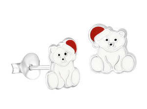 Childrens Jewellery: Sterling Silver Polar Bear Earrings