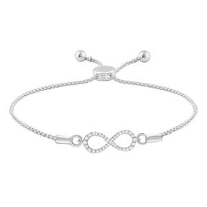 9Ct White Gold Infinity Diamond Set Bracelet