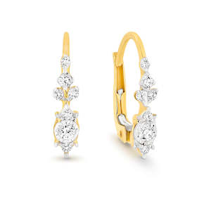 9Ct Yellow Gold Vintage Style Diamond Drop Earrings