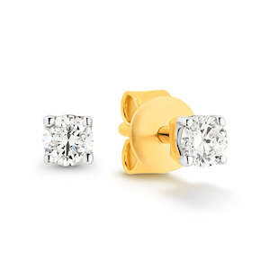 9Ct Yellow Gold Diamond Stud Earrings