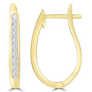 Diamond Earrings: 9Ct Yellow Gold Diamond Set Huggie Earrings