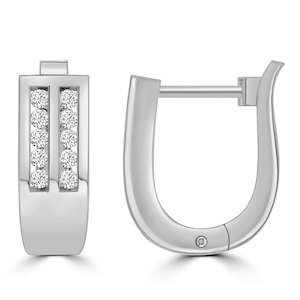 9Ct White Gold Diamond Huggie Earrings