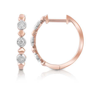 9Ct Rose Gold Diamond Huggies