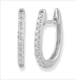 Diamond Earrings: Womans 9ct White Gold Diamond Huggies