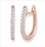 Diamond Earrings: 9Ct Rose Gold Diamond Huggie Earrings