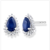 9ct White Gold Sapphire And Diamond Studs