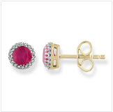 9ct Yellow Gold Ruby And Diamond Studs