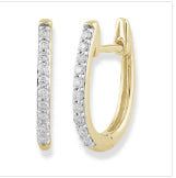 Womans 9ct Yellow Gold And Diamond Huggies