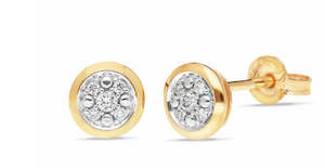 9ct Yellow Gold Diamond Cluster Studs