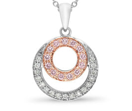 Diamond Necklaces Pendants: 9Ct Rose And White Gold Circle Pendant Set With White And Pink Diamonds