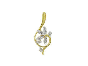 9Ct Yellow Diamond Gold Tear Drop Flower Pendant