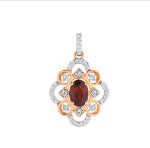 Diamond Necklaces Pendants: 9ct Rose And White Gold Garnet And Diamond Pendant (Pendant Only)