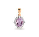 Diamond Necklaces Pendants: 9ct Rose Gold Pink Amethyst And Diamond Pendant (Pendant Only)